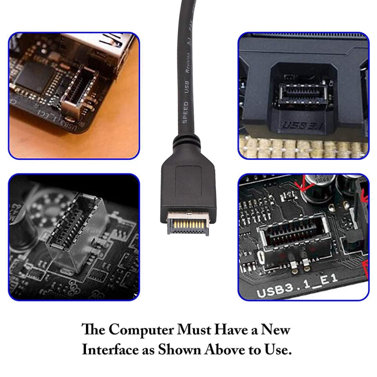 30cm USB 3.1 Typ-E auf USB 3.0 Motherboard 19-Pin Stecker Erweiterungskabel