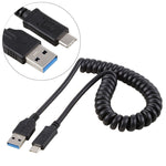 1,5m High-Speed USB 3.0 Stecker auf USB-C / Typ-C Stecker einziehbares Federverlängerungskabel, USB 3.0 Stecker auf Typ-C Stecker