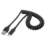 1,5m High-Speed USB 3.0 Stecker auf USB-C / Typ-C Stecker einziehbares Federverlängerungskabel, USB 3.0 Stecker auf Typ-C Stecker
