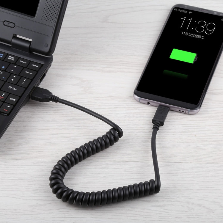 1,5m High-Speed USB 3.0 Stecker auf USB-C / Typ-C Stecker einziehbares Federverlängerungskabel, USB 3.0 Stecker auf Typ-C Stecker
