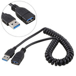 1,5m High-Speed USB 3.0 Stecker auf Buchse einziehbares Federverlängerungskabel, USB 3.0 Stecker auf Buchse
