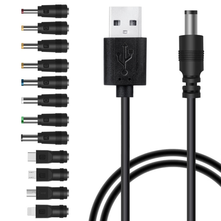 12-in-1 DC Stromkabel USB Multifunktions-Wechselstecker USB Ladekabel (Schwarz), 12-in-1