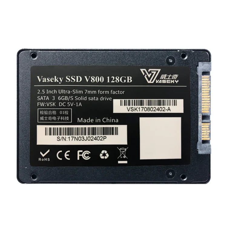Vaseky V800 128 GB 2,5 Zoll SATA3 6 Gbit/s Ultra-Slim 7 mm Solid-State-Drive SSD-Festplatte für Desktop-PCs und Notebooks, 128 GB
