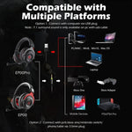 EKSA E900 Pro 7.1 Gaming kabelgebundenes, kopfgetragenes, leuchtendes Gaming-Headset mit Mikrofon, E900 Pro