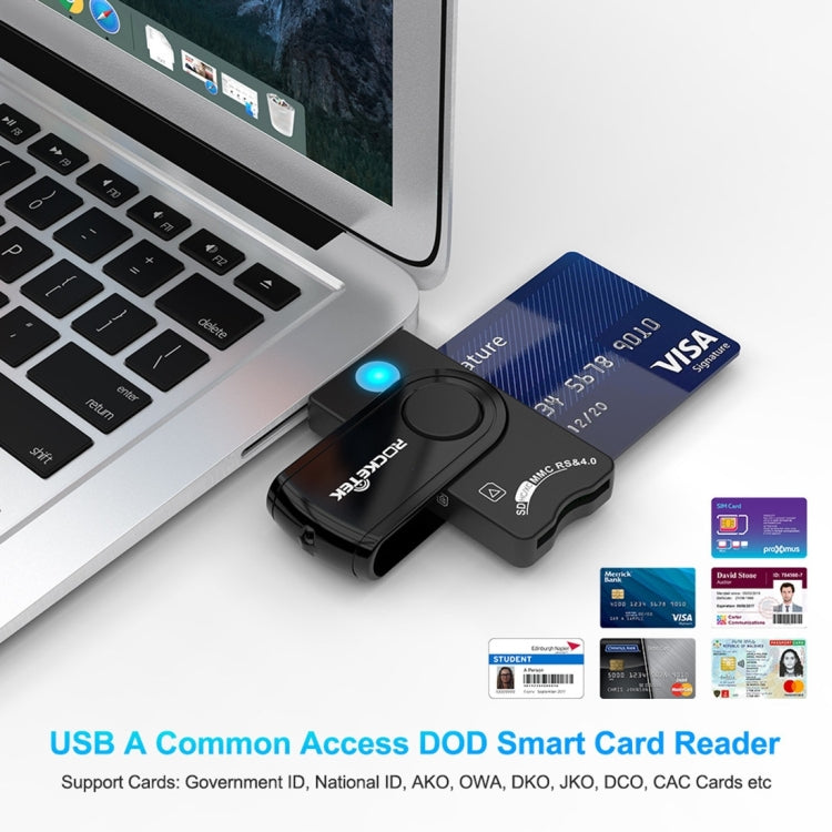 ROCKETEK CR310 USB 2.0 + TF-Karten + SD-Karten + SIM-Karten + Smart Card Multifunktions-Kartenleser, USB 2.0