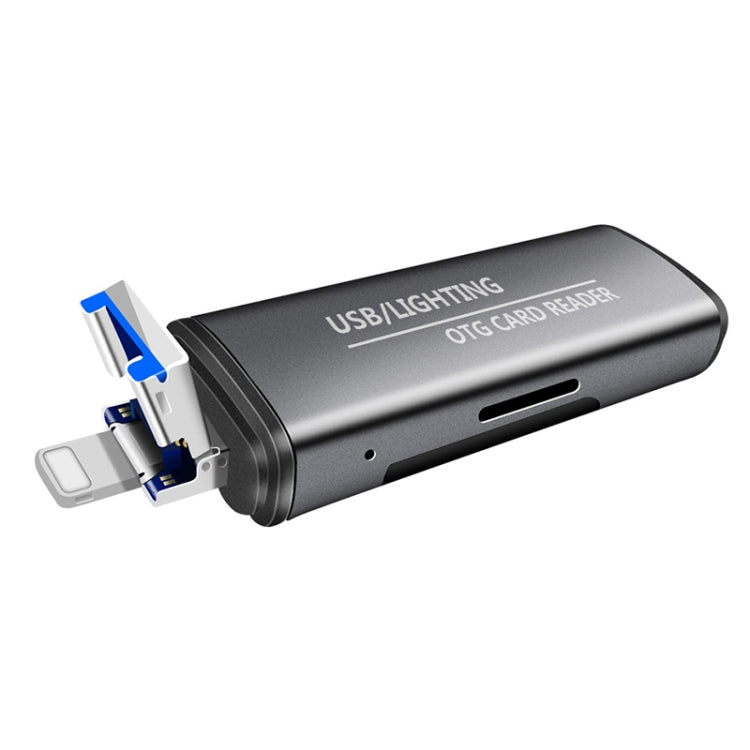 118 2-in-1 USB + 8-Pin Schnittstellen USB-Flash-Laufwerk / Speicherkarten-OTG-Kartenleser für IOS-System Mobiltelefon / Computer