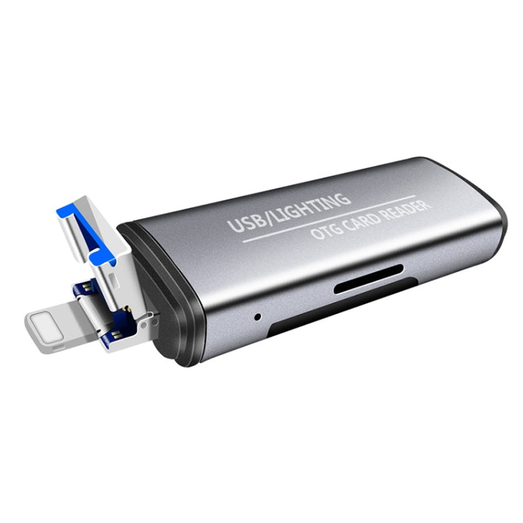 118 2-in-1 USB + 8-Pin Schnittstellen USB-Flash-Laufwerk / Speicherkarten-OTG-Kartenleser für IOS-System Mobiltelefon / Computer