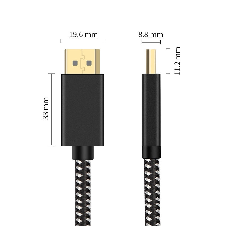 OD6,5 mm DP Stecker zu Stecker DisplayPort Kabel, Länge: 2 m, DP Stecker zu Stecker