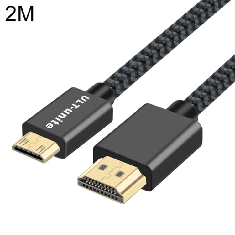 ULT-unite vergoldetes HDMI 2.0 Stecker zu Mini HDMI Stecker Nylon geflochtenes Kabel, Kabellänge: 2 m, 2 m