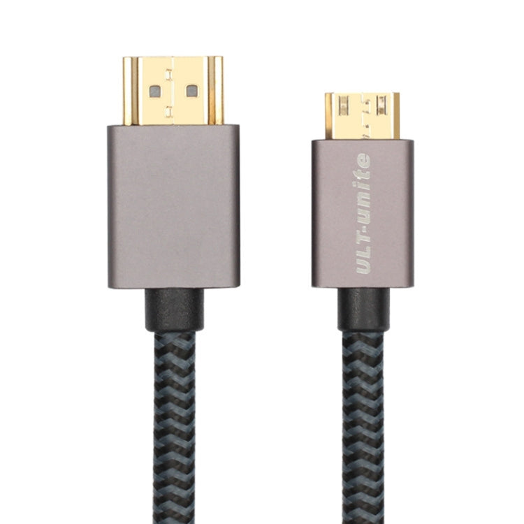 ULT-unite vergoldetes HDMI 2.0 Stecker zu Mini HDMI Stecker Nylon geflochtenes Kabel, Kabellänge: 2 m, 2 m