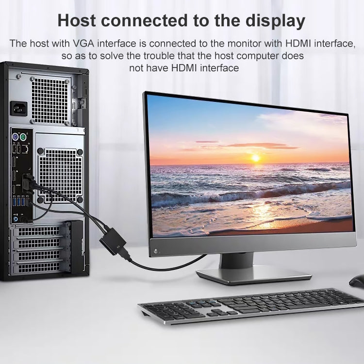 HDCO-VGAM2 1080P VGA Stecker zu HDMI Buchse Konverter mit 3,5mm Audiokabel, HDCO-VGAM2