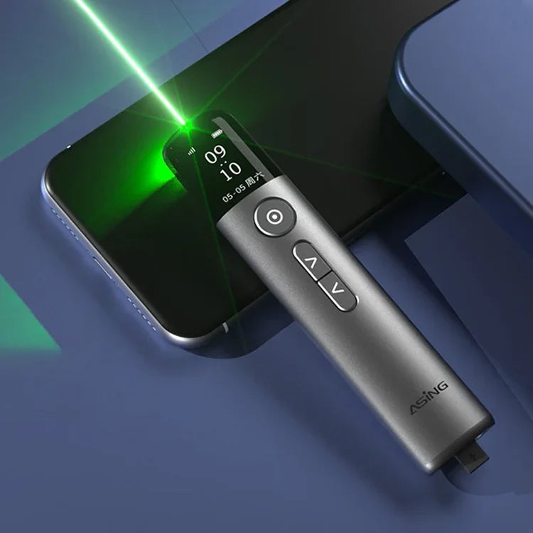 32GB Grünlicht Multifunktionaler PPT Touch Laser Zeigegerät Kabelloser Presenter, A9 Pro 32GB Grünlicht(Grau)