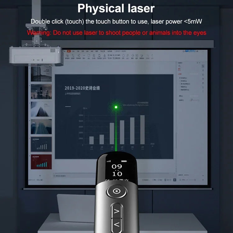 32GB Grünlicht Multifunktionaler PPT Touch Laser Zeigegerät Kabelloser Presenter, A9 Pro 32GB Grünlicht(Grau)