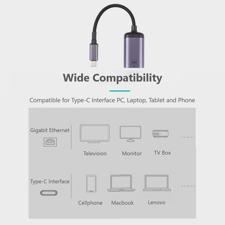 USB-C / Typ-C Stecker zu 100M RJ45 Buchse Adapterkabel, 100M RJ45 Buchsenkabel