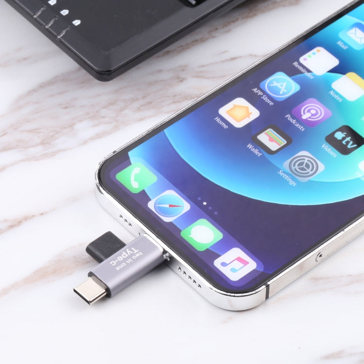 USB-C / Typ-C Buchse zu 8-Pin Stecker + USB-C / Typ-C Stecker Konverter, Typ-C Buchse zu 8-Pin + Typ-C Stecker
