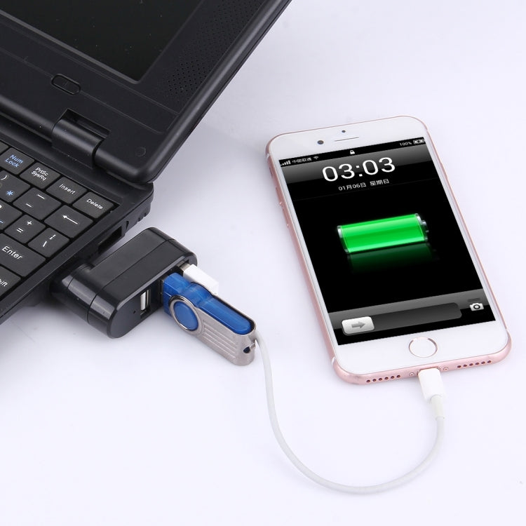 180 Grad drehbarer USB-Kopf 3 Ports USB 2.0 tragbarer HUB