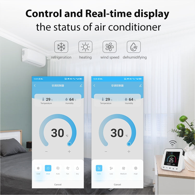 NEO NAS-RT01W WiFi Smart Farbdisplay Infrarot-Klimaanlagensteuerung Thermostat