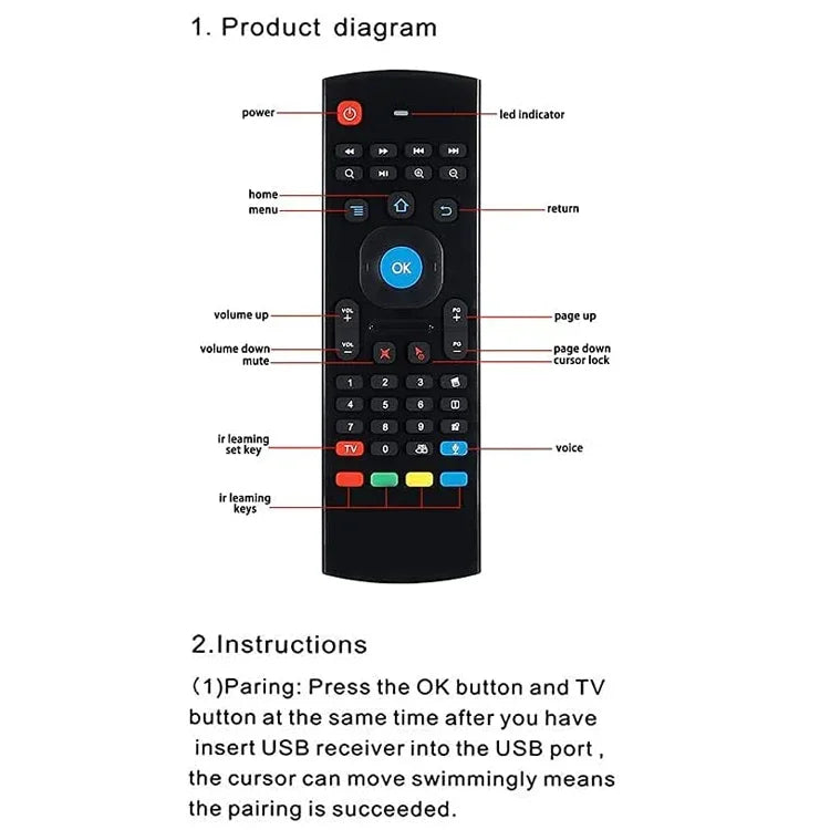 MX3-L Voice ohne Hintergrundbeleuchtung 2,4 GHz Fly Air Mouse Kabellose Tastatur Fernbedienung, Voice ohne Hintergrundbeleuchtung