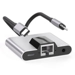 NK-1056Pro 3-in-1 8-Pin + USB-C / Typ-C Stecker zu 8-Pin Lade- + Ethernet + 3,5mm Kopfhörer Buchsenadapter, NK-1056Pro