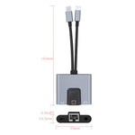 NK-1056Pro 3-in-1 8-Pin + USB-C / Typ-C Stecker zu 8-Pin Lade- + Ethernet + 3,5mm Kopfhörer Buchsenadapter, NK-1056Pro