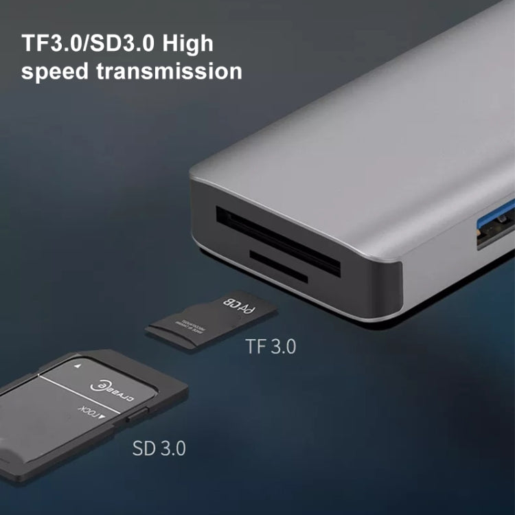 NK-3049HD 6 in 1 USB Male to MS / TF Card Slot + USB 3.0 + 3 USB 2.0 Female Adapter, NK-3049HD