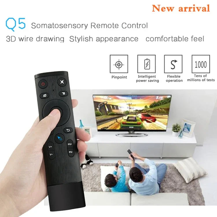 Q5 Voice (Fremdversion) USB 2,4G Drahtlose Sprachfernbedienung mit fliegender Maus, unterstützt Set-Top-Box/Computer, Sprachsteuerung