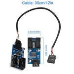 Rocketek HC427 9 Pin USB2.0 HUB Adapter Ein-zu-Zwei Splitter Leiterplatte, Ein-zu-Zwei