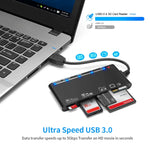 Rocketek CR7 USB3.0 Multifunktions-Kartenleser CF / XD / MS / SD / TF Karte 7 in 1, USB3.0