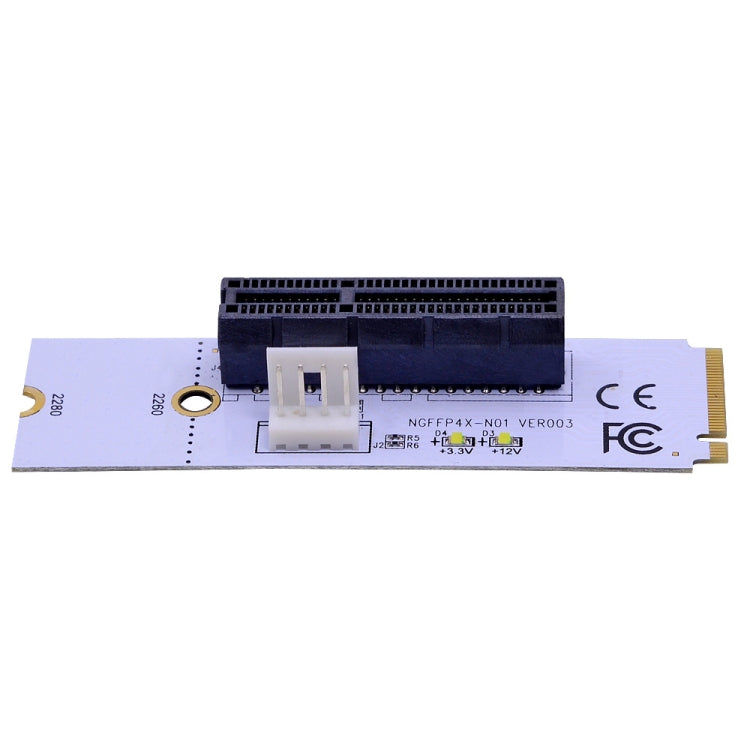 NGFF M.2 Key M zu PCI-E 1X / 4X / 8X / 16X Grafikkarten Mining Slot Adapter Riser Konverterkarte mit LED & 4-Pin Stromkabel, VER003 mit 4-Pin Stromkabel