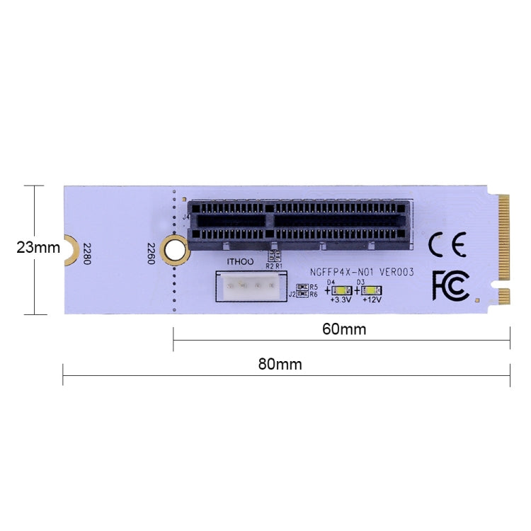 NGFF M.2 Key M zu PCI-E 1X / 4X / 8X / 16X Grafikkarten Mining Slot Adapter Riser Konverterkarte mit LED & 4-Pin Stromkabel, VER003 mit 4-Pin Stromkabel