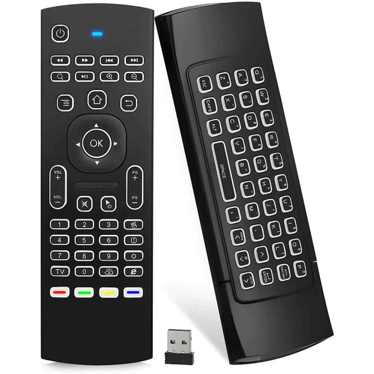 MX3-L Kabellose Fly Air Mouse Tastatur-Fernbedienung mit weißer Hintergrundbeleuchtung (2,4 GHz),