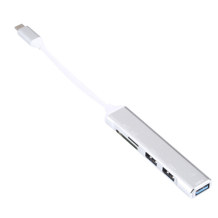 5 in 1 USB-C / Type-C 3.1 zu SD / TF Kartensteckplatz + 3 USB 3.0 Ports Multifunktionale Dockingstation HUB, USB-C / Type-C 3.1