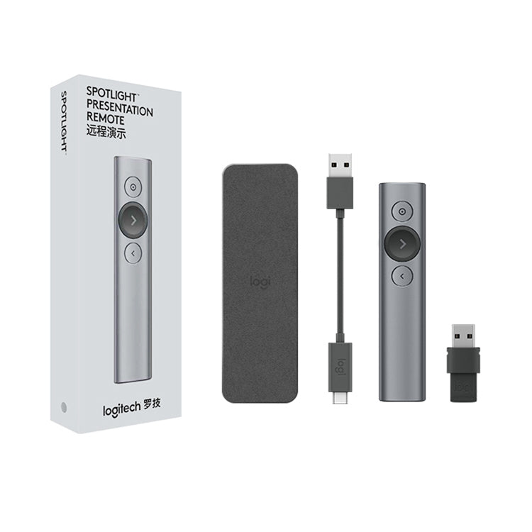 Logitech Spotlight 2.4 GHz USB kabelloser Presenter PPT Fernbedienung Flip Pen, Spotlight (Grau), Spotlight (Gold)