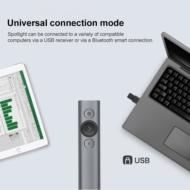 Logitech Spotlight 2.4 GHz USB kabelloser Presenter PPT Fernbedienung Flip Pen, Spotlight (Grau), Spotlight (Gold)