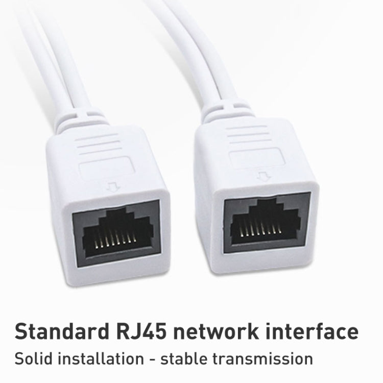2-in-1 RJ45 PoE-Injektor- und Splitterkabelset mit 2,1 x 5,5-mm-DC-Buchsen (weiblich und männlich), 2,1 x 5,5-mm-Buchsen