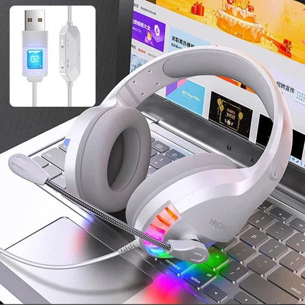 YINDIAO Q2 Kabelgebundenes Gaming-Headset mit Mikrofon, Ausführung: Single USB Soundkarte, Q2 Single USB Soundkarte (Weiß)