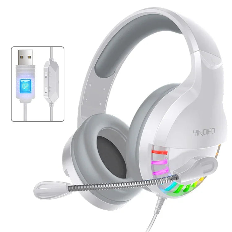 YINDIAO Q2 Kabelgebundenes Gaming-Headset mit Mikrofon, Ausführung: Single USB Soundkarte, Q2 Single USB Soundkarte (Weiß)