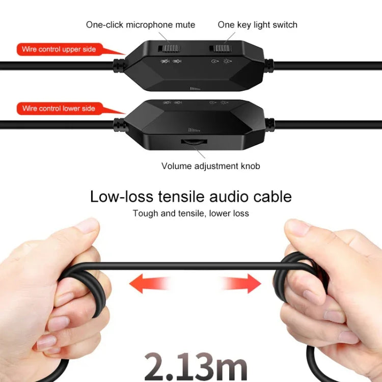 YINDIAO Q2 Kabelgebundenes Gaming-Headset mit Mikrofon, Ausführung: Single USB Soundkarte, Q2 Single USB Soundkarte (Weiß)