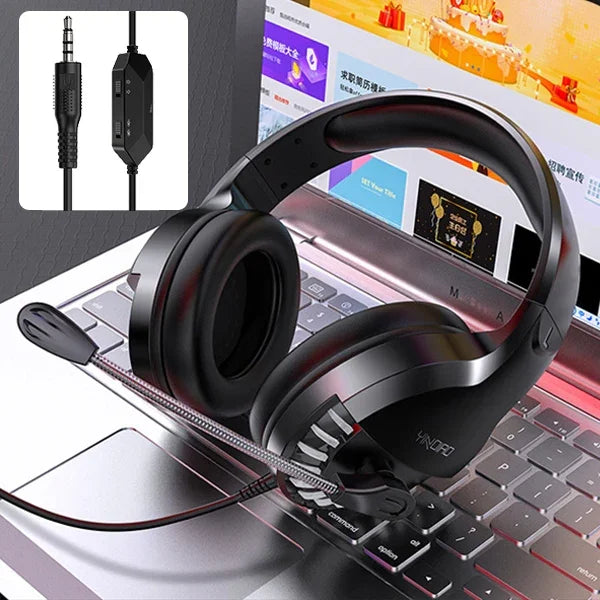 YINDIAO Q2 Kabelgebundenes Gaming-Headset mit Mikrofon, Version: Einzelner 3,5-mm-Anschluss, Q2 Einzelner 3,5-mm-Anschluss (Schwarz)