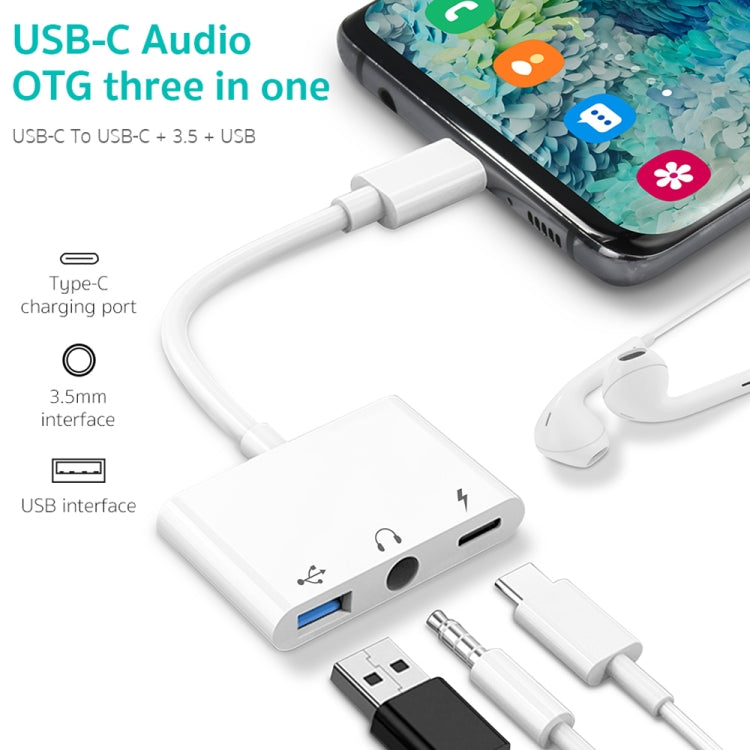 3 in 1 USB-C / Type-C Stecker zu Type-C + USB + 3,5mm Buchse OTG Adapter, 3 in 1 OTG Adapter