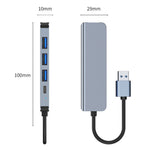 5 in 1 USB auf USB3.0+USB2.0x3+USB-C / Typ-C HUB Adapter, Kabellänge: 10 cm, BYL-2301U