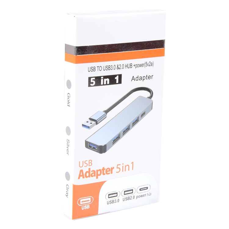 5 in 1 USB auf USB3.0+USB2.0x3+USB-C / Typ-C HUB Adapter, Kabellänge: 10 cm, BYL-2301U
