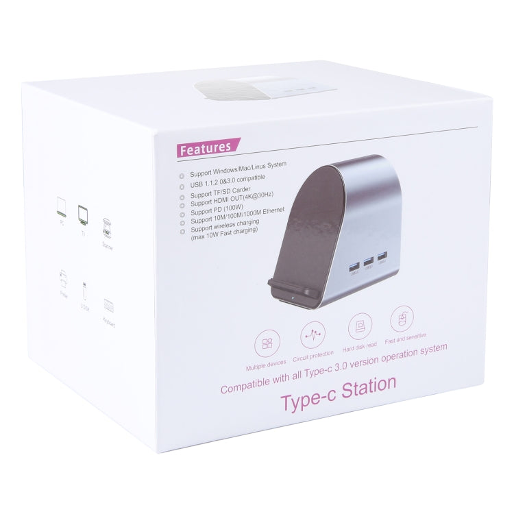 BYL-2211 10 in 1 USB-C / Typ-C HUB Adapter, unterstützt Telefonladegerät, BYL-2211