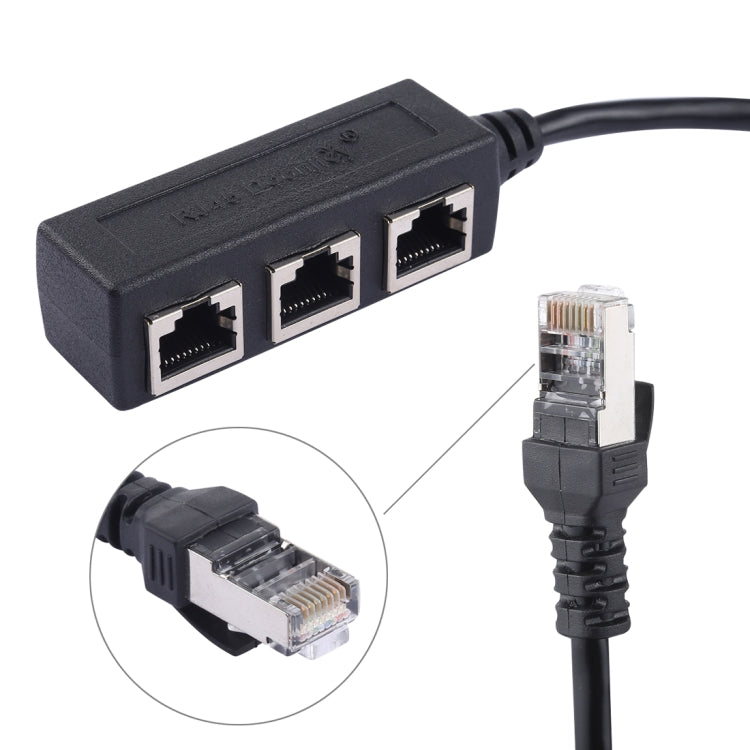 1 auf 3 Steckdosen LAN Ethernet Netzwerk RJ45 Stecker Verteiler Extender, 3 Ports RJ45