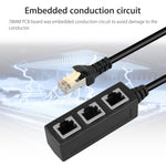 1 auf 3 Steckdosen LAN Ethernet Netzwerk RJ45 Stecker Verteiler Extender, 3 Ports RJ45