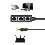 1 auf 3 Steckdosen LAN Ethernet Netzwerk RJ45 Stecker Verteiler Extender, 3 Ports RJ45