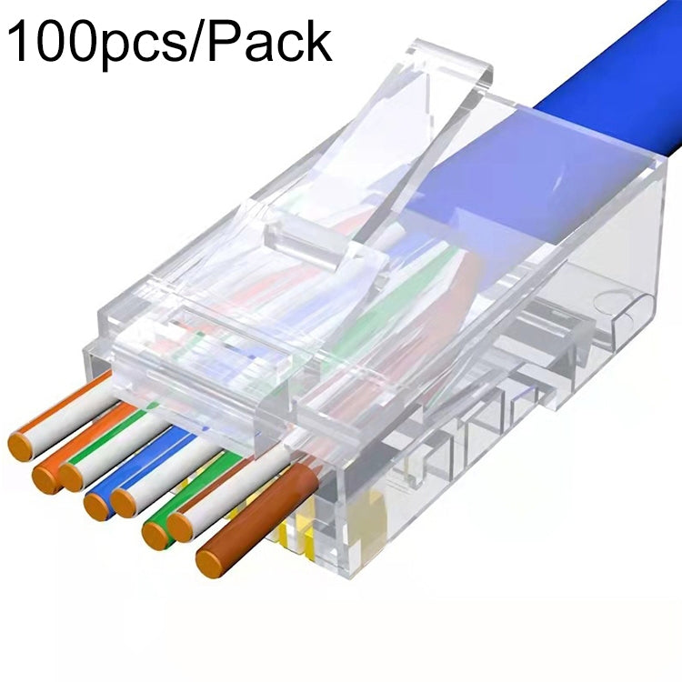100 Stück / Pack Cat6e ungeschirmter Pass-Through RJ45 Stecker Modular Plug, Cat6e ungeschirmt Pass-Through