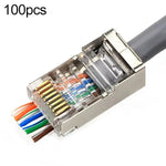 100 Stück Cat5e geschirmte RJ45-Durchgangsstecker, Cat5e geschirmt