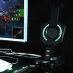 R-008-02 Leuchtender Integrierter Mecha-förmiger Kopfhörerhalter mit Dual-USB-Anschlüssen & Computerswitch