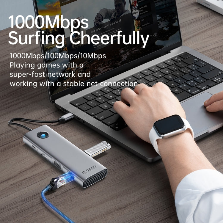 ORICO PW11-8PC Type-C / USB-C 8-in-1 5Gbps Multifunktions-Dockingstation, PW11-8PC